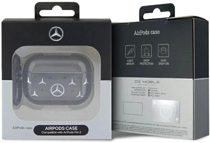 Mercedes MEAP28DPMGS AirPods Pro 2 (2022/2023) Dėklas juodos spalvos Large Star Pattern