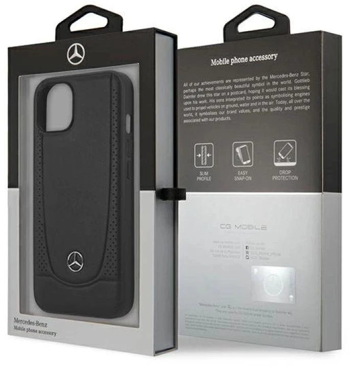 Mercedes MEHCP14MARMBK Apple iPhone 14 Plus / 15 Plus 6.7″ juodos spalvos kietas dėklas Leather Urban