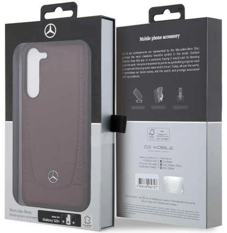 Mercedes MEHCS23MARMRE S23+ S916 Raudona kietas dėklas Leather Urban Bengale