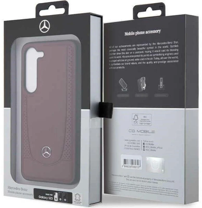 Mercedes MEHCS23SARMRE S23 S911 Raudona kietas dėklas Leather Urban Bengale