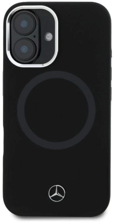 Mercedes MEHMP16S23SUTTK Apple iPhone 16 6.1″ juodos spalvos kietas dėklas Silicone Tonal Logo MagSafe