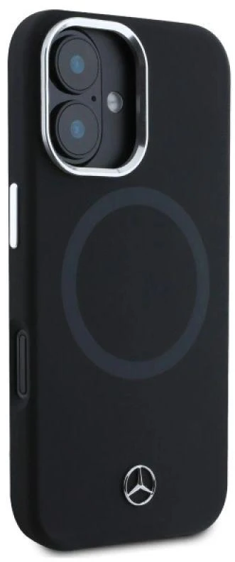 Mercedes MEHMP16S23SUTTK Apple iPhone 16 6.1″ juodos spalvos kietas dėklas Silicone Tonal Logo MagSafe