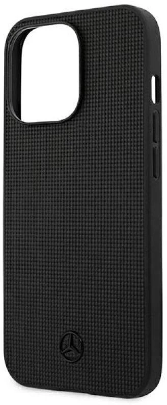 Mercedes MEHCP13LMBLBK Apple iPhone 13 Pro /13 6,1″ juodos spalvos kietas dėklas Leather Meshed Metal Logo
