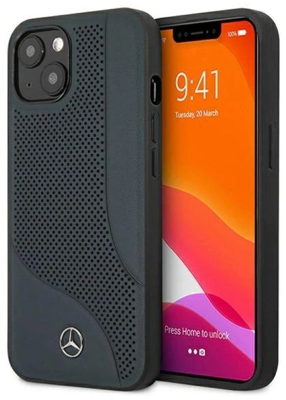 Mercedes MEHCP13SCDONA Apple iPhone 13 mini 5,4″ navy kietas dėklas Leather Perforated Area