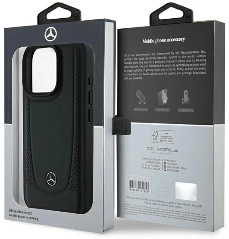 Mercedes MEHCP16XARMBK Apple iPhone 16 Pro Max 6.9″ juoda/juodos spalvos kietas dėklas Leather Urban