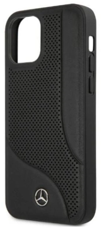 Mercedes MEHCP12LCDOBK Apple iPhone 12 Pro Max 6,7″ juodos spalvos kietas dėklas Leather Perforated Area
