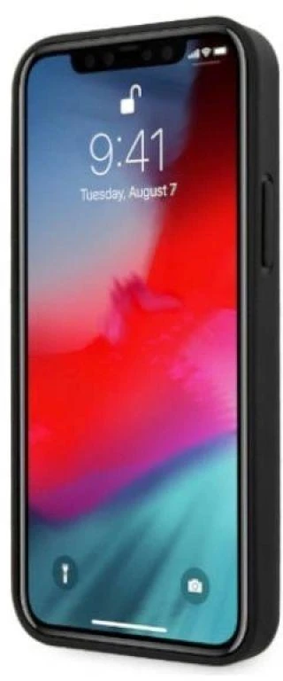 Mercedes MEHCP12LCDOBK Apple iPhone 12 Pro Max 6,7″ juodos spalvos kietas dėklas Leather Perforated Area