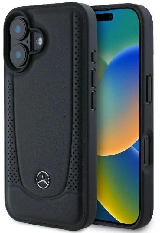 Karl Lagerfeld Mercedes MEHCP16MARMBK Apple iPhone 16 Plus 6.7″ juoda/juodos spalvos kietas dėklas Leather Urban