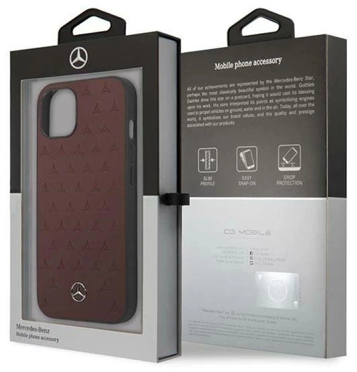 Mercedes MEHCP13SPSQRE Apple iPhone 13 mini 5,4″ red kietas dėklas Leather Stars Pattern