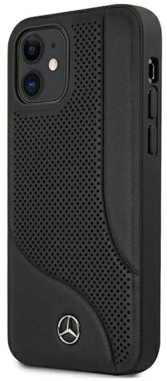 Mercedes MEHCP12SCDOBK Apple iPhone 12 mini 5,4″ juodos spalvos kietas dėklas Leather Perforated Area