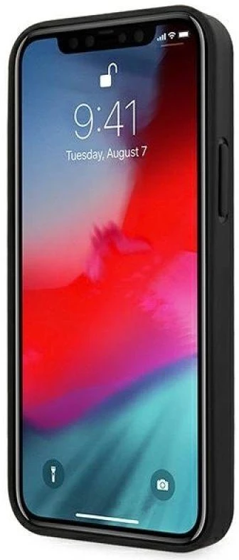 Mercedes MEHCP12SCDOBK Apple iPhone 12 mini 5,4″ juodos spalvos kietas dėklas Leather Perforated Area