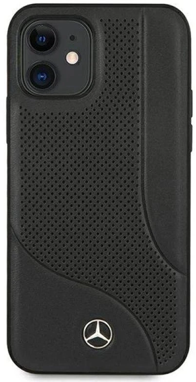 Mercedes MEHCP12SCDOBK Apple iPhone 12 mini 5,4″ juodos spalvos kietas dėklas Leather Perforated Area