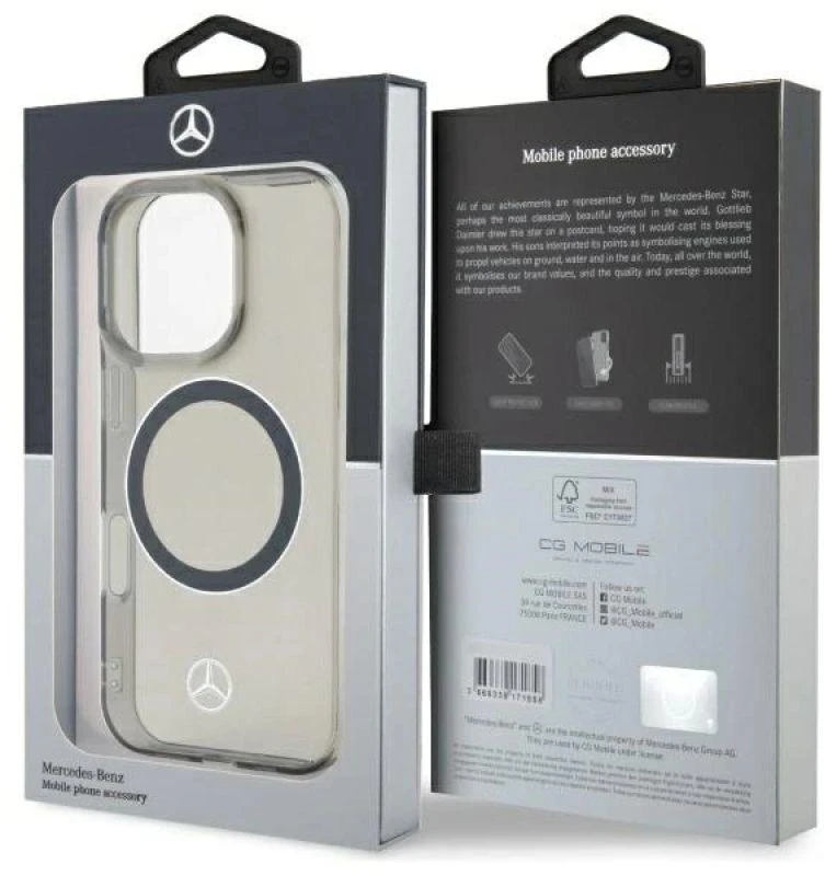 Mercedes MEHMP16X23HUOSK Apple iPhone 16 Pro Max 6.9" dėklas telefonui sidabro spalvos Ring MagSafe