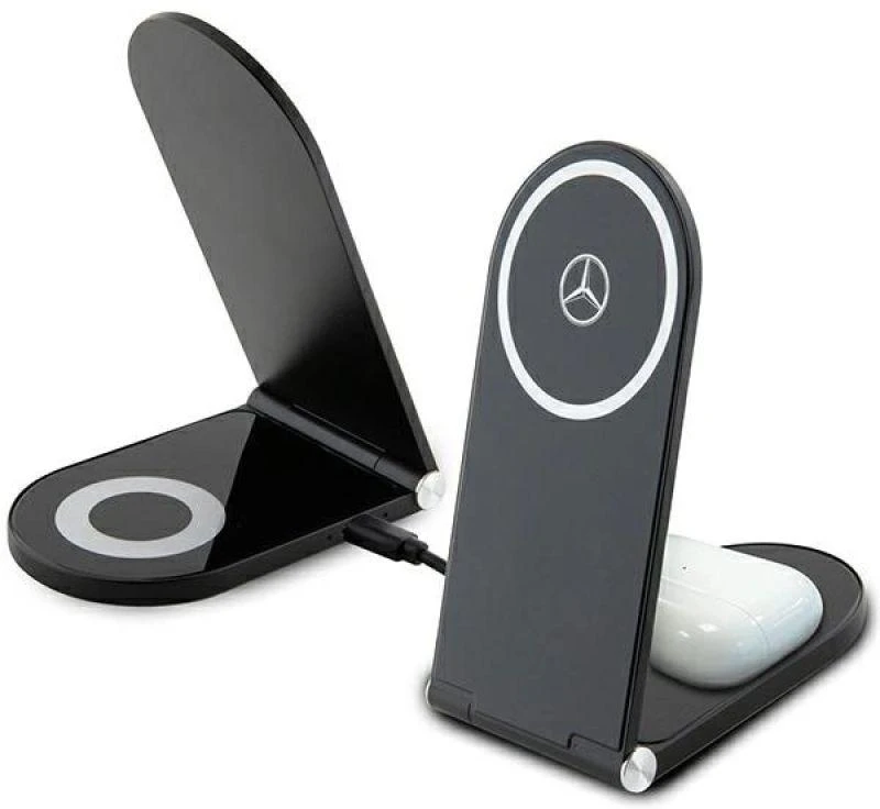 Mercedes Foldable Belaidis įkroviklis 2-in-1 MEMFBGSLK 15W juodos spalvos Sidabrinis Star MagSafe