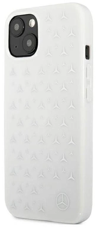 Mercedes MEHCP13MESPWH Apple iPhone 13 / 14 / 15 6,1″ baltos spalvos kietas dėklas Sidabrinis Stars Pattern
