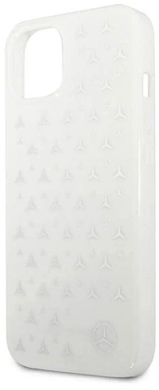 Mercedes MEHCP13MESPWH Apple iPhone 13 / 14 / 15 6,1″ baltos spalvos kietas dėklas Sidabrinis Stars Pattern