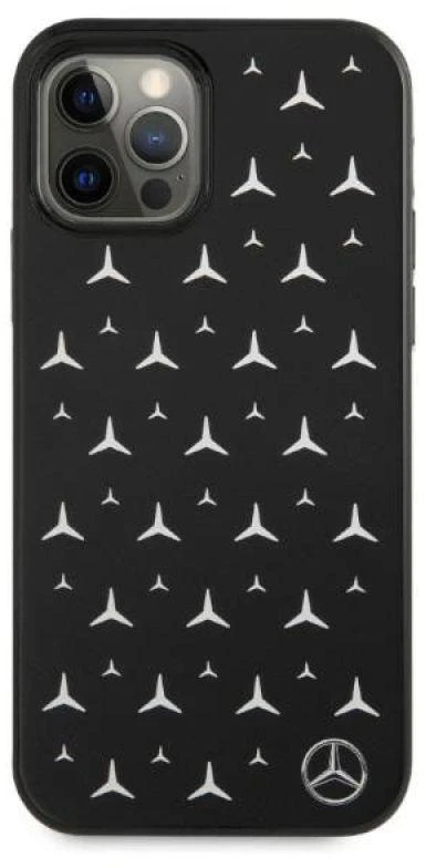 Mercedes MEHCP12LESPBK Apple iPhone 12 Pro Max 6,7″ juodos spalvos kietas dėklas Sidabrinis Stars Pattern
