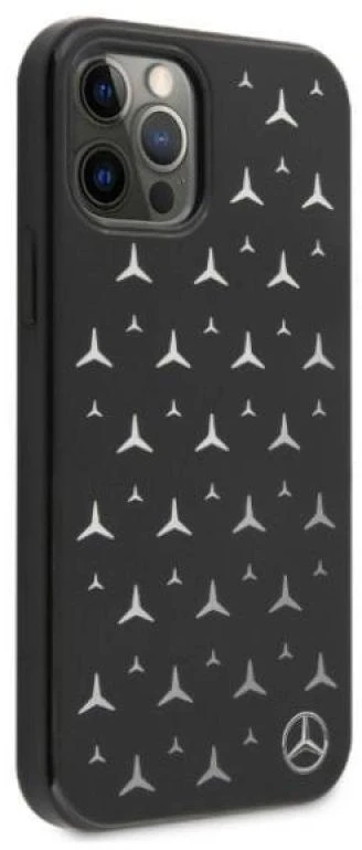 Mercedes MEHCP12LESPBK Apple iPhone 12 Pro Max 6,7″ juodos spalvos kietas dėklas Sidabrinis Stars Pattern