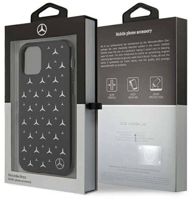 Mercedes MEHCN61ESPBK Apple iPhone 11 6,1″/ Xr juodos spalvos kietas dėklas Sidabrinis Stars Pattern