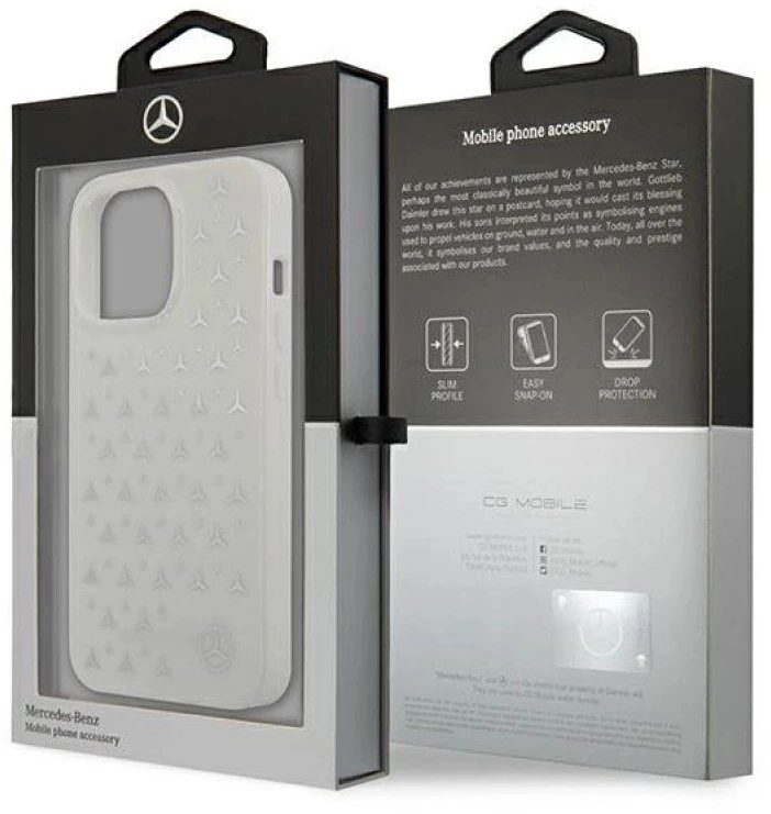 Mercedes MEHCP13LESPWH Apple iPhone 13 Pro/ 13 6,1″ baltos spalvos kietas dėklas Sidabrinis Stars Pattern