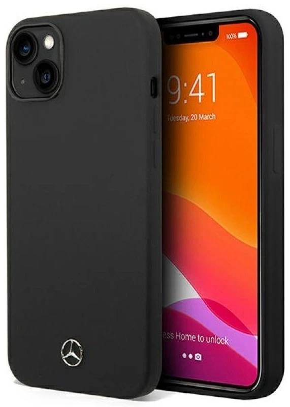 Mercedes MEHMP14MSILBK Apple iPhone 14 Plus / 15 Plus 6.7″ juodos spalvos kietas dėklas Silicone Line MagSafe