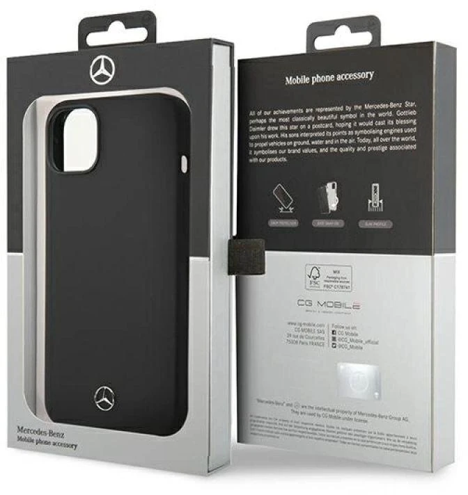 Mercedes MEHMP14MSILBK Apple iPhone 14 Plus / 15 Plus 6.7″ juodos spalvos kietas dėklas Silicone Line MagSafe