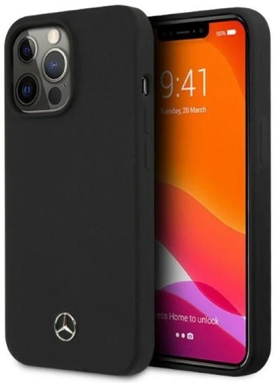 Mercedes MEHMP13LSILBK Apple iPhone 13 Pro / 13 6.1″ juodos spalvos kietas dėklas Silicone MagSafe