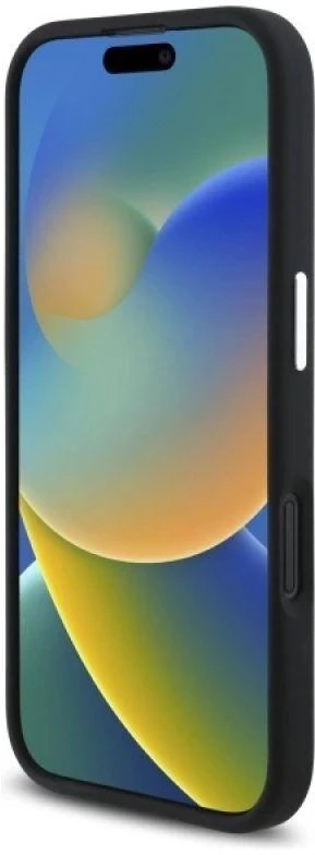 Mercedes MEHMP16S23SUMBK Apple iPhone 16 6.1″ juodos spalvos kietas dėklas Silicone Mėlyna Stripe MagSafe