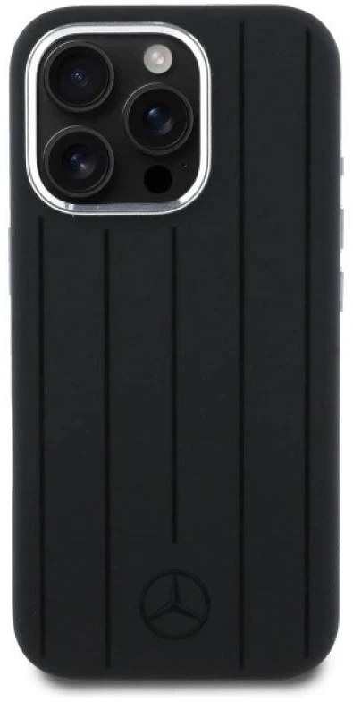 Mercedes MEHMP16X23SUVSK Apple iPhone 16 Pro Max 6.9″ juodos spalvos kietas dėklas Silicone Vertical Tonal Stripes