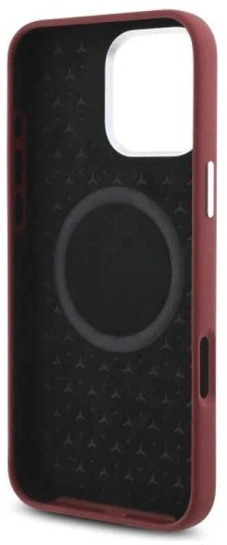 Mercedes MEHMP16X23SUMSR Apple iPhone 16 Pro Max 6.9″ red kietas dėklas Silicone baltos spalvos Stripe MagSafe