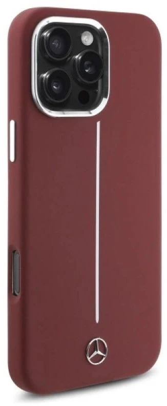 Mercedes MEHMP16X23SUMSR Apple iPhone 16 Pro Max 6.9″ red kietas dėklas Silicone baltos spalvos Stripe MagSafe
