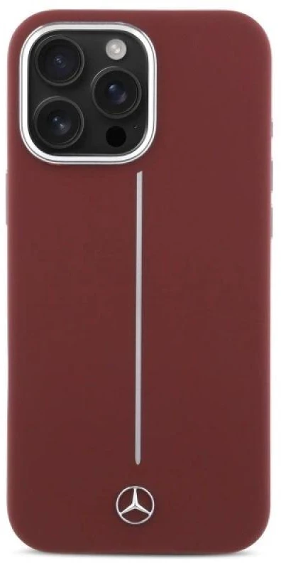 Mercedes MEHMP16X23SUMSR Apple iPhone 16 Pro Max 6.9″ red kietas dėklas Silicone baltos spalvos Stripe MagSafe