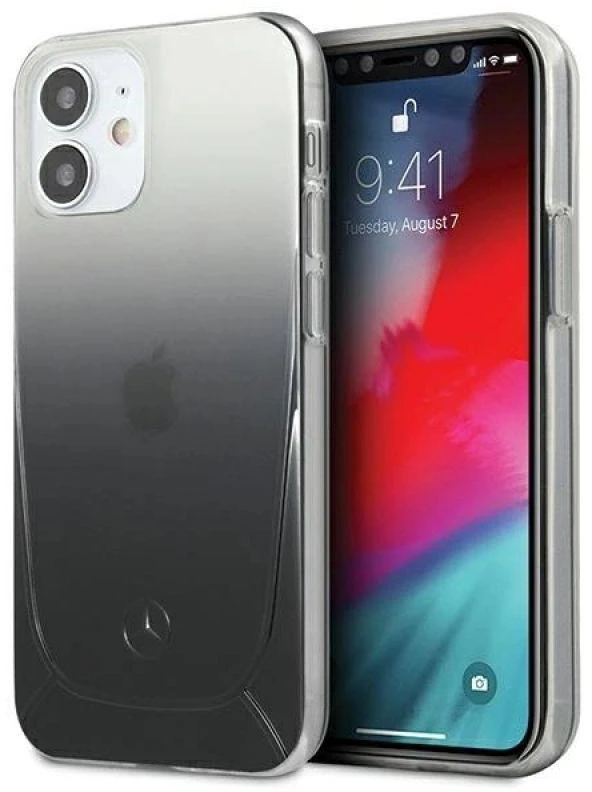 Mercedes MEHCP12SARGBK Apple iPhone 12 mini 5,4″ juodos spalvos kietas dėklas skaidrus Line