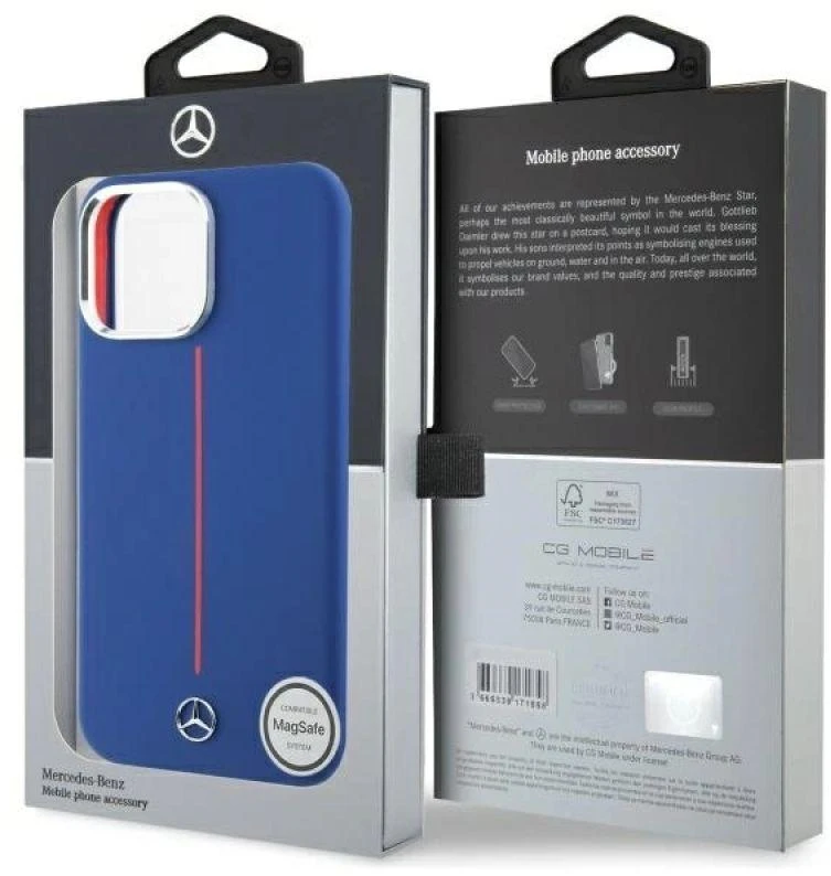 Dėklas Mercedes MEHMP16X23SUMRV Apple iPhone 16 Pro Max 6.9" navy hard Silikoninis Raudona Stripe MagSafe