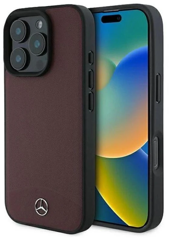 Mercedes Textured And Plain Leather MagSafe case Apple iPhone 16 Pro - dėklas telefonui raudonos spalvos