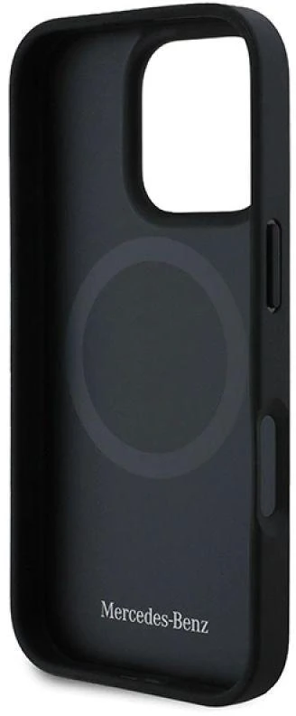 Mercedes MEHMP16X23RBARK Apple iPhone 16 Pro Max 6.9″ juodos spalvos kietas dėklas Textured And Plain Leather MagS