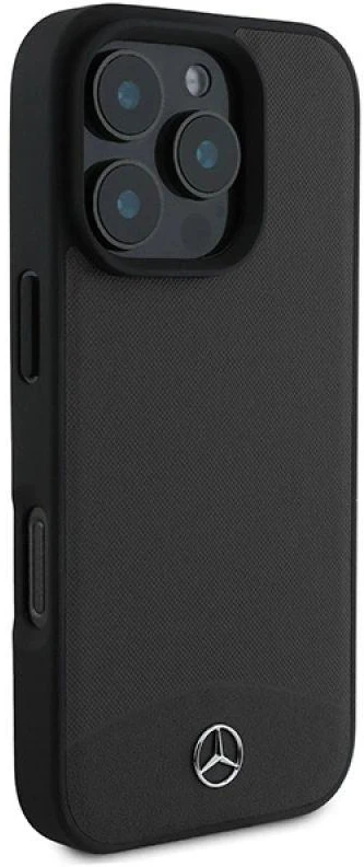Mercedes MEHMP16X23RBARK Apple iPhone 16 Pro Max 6.9″ juodos spalvos kietas dėklas Textured And Plain Leather MagS