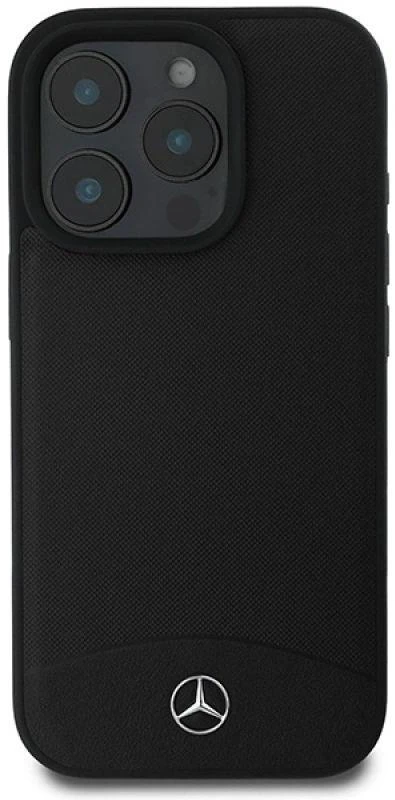 Mercedes MEHMP16X23RBARK Apple iPhone 16 Pro Max 6.9″ juodos spalvos kietas dėklas Textured And Plain Leather MagS
