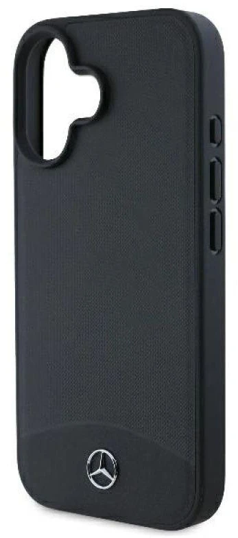 Mercedes MEHMP16S23RBARK Apple iPhone 16 6.1″ juoda/juodos spalvos kietas dėklas Textured And Plain Leather MagSafe