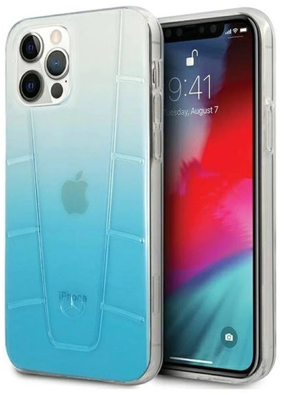 Mercedes MEHCP12MCLGBL Apple iPhone 12/12 Pro 6,1″ mėlynas kietas dėklas skaidrus Line