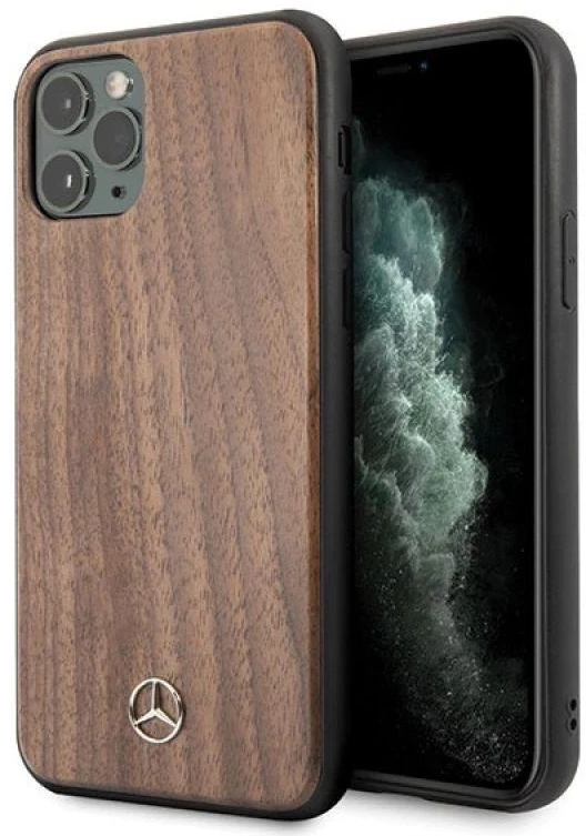 Mercedes Benz Apple iPhone 11 Pro Max Mercedes Hard dėklas Wood Line Walnut (MEHCN65VWOLB) rudos spalvos