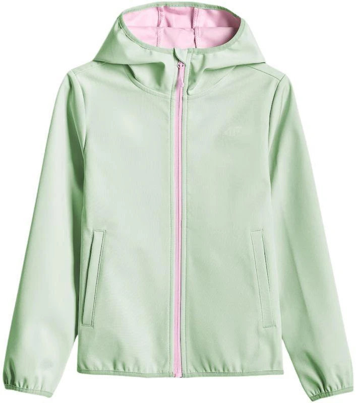 Mergaitiška softshell striukė 4F F478 mėtų spalvos 4FJWSS26TSOFF478 47S