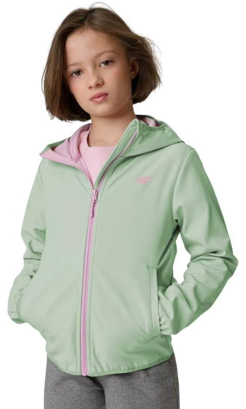 Mergaitiška softshell striukė 4F F478 mėtų spalvos 4FJWSS26TSOFF478 47S