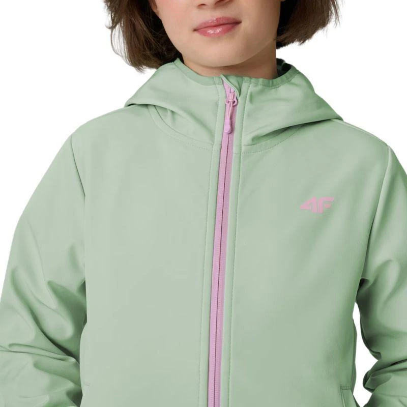 Mergaitiška softshell striukė 4F F478 mėtų spalvos 4FJWSS26TSOFF478 47S
