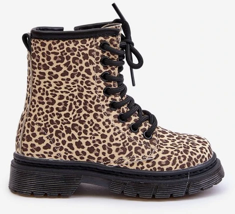 mergaitiški batai Nelanna su leopardo raštu bei smėline spalva