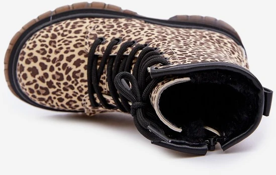 mergaitiški batai Nelanna su leopardo raštu bei smėline spalva