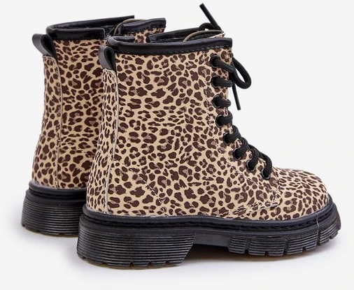 mergaitiški batai Nelanna su leopardo raštu bei smėline spalva