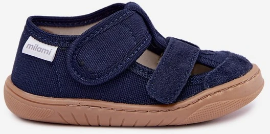Mergaitiškos barefoot šlepetės su lipdukais, tamsiai mėlynos