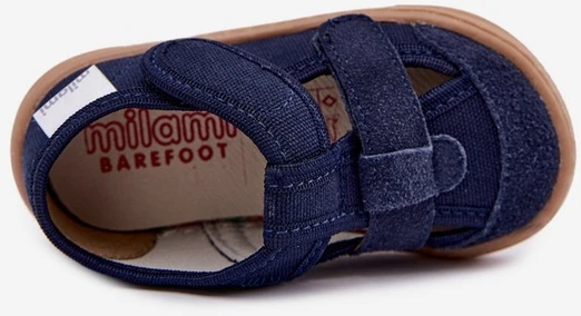 Mergaitiškos barefoot šlepetės su lipdukais, tamsiai mėlynos