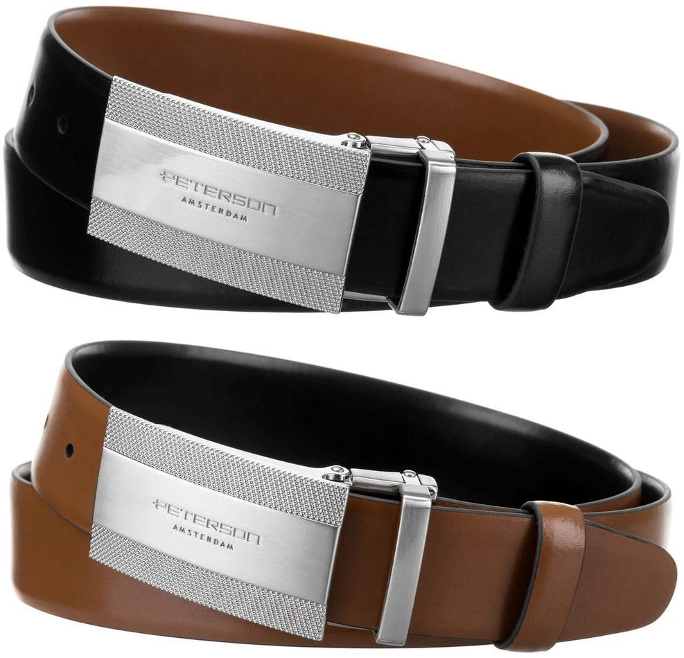 Meski komplektas prezentowy skóra naturalna Peterson PTN KL-B007-S001 Juodas-BROWN